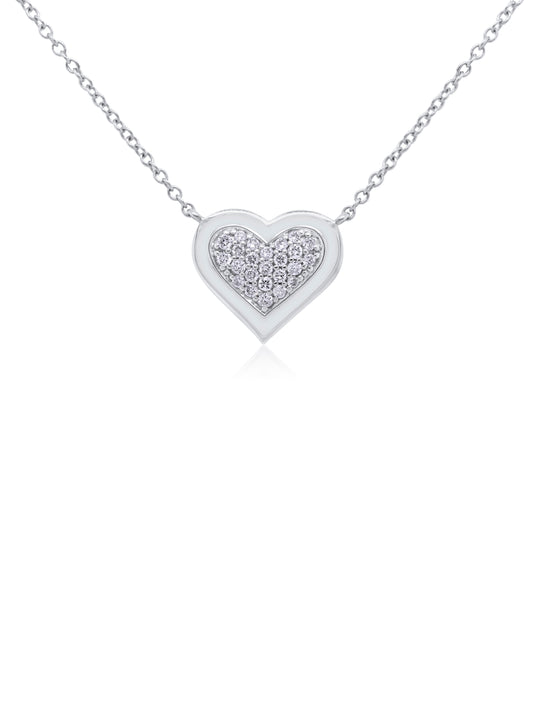 Diamond Heart pendant, 9K White Gold, 45cm, T=0.12ct.
