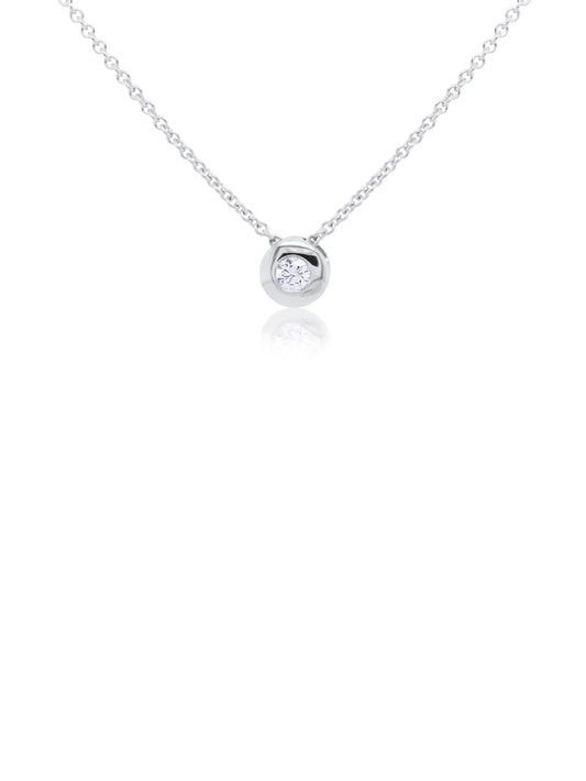 Round Diamond Pendant, 9K white gold, 0.08ct.