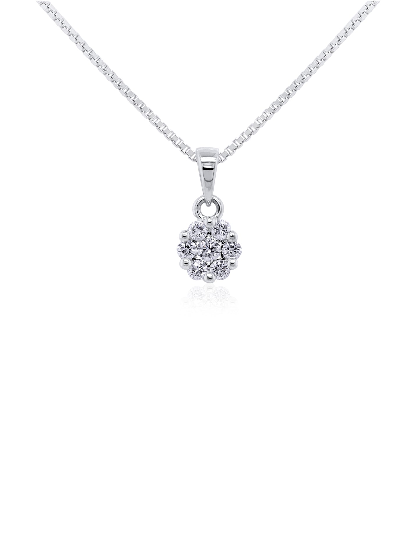 Diamond Cluster Pendant 0.15ct GSI, (45cm silver chain)