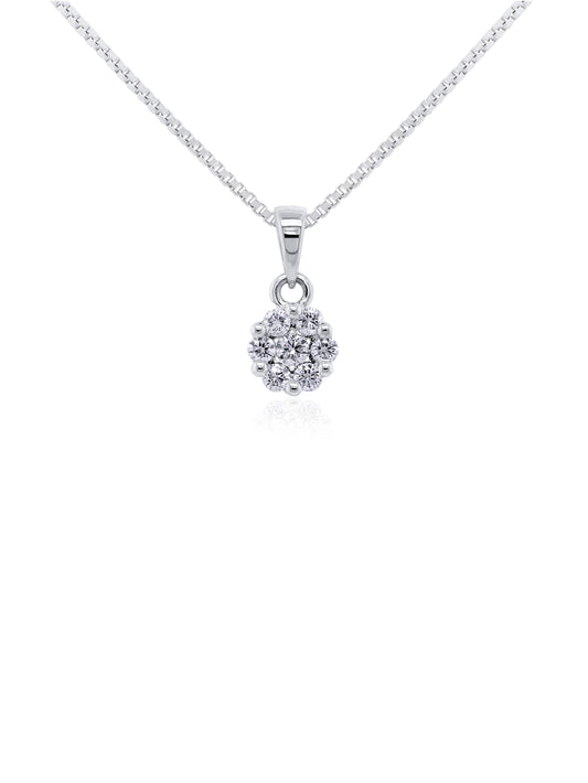 Diamond Cluster Pendant 0.15ct GSI, (45cm silver chain)