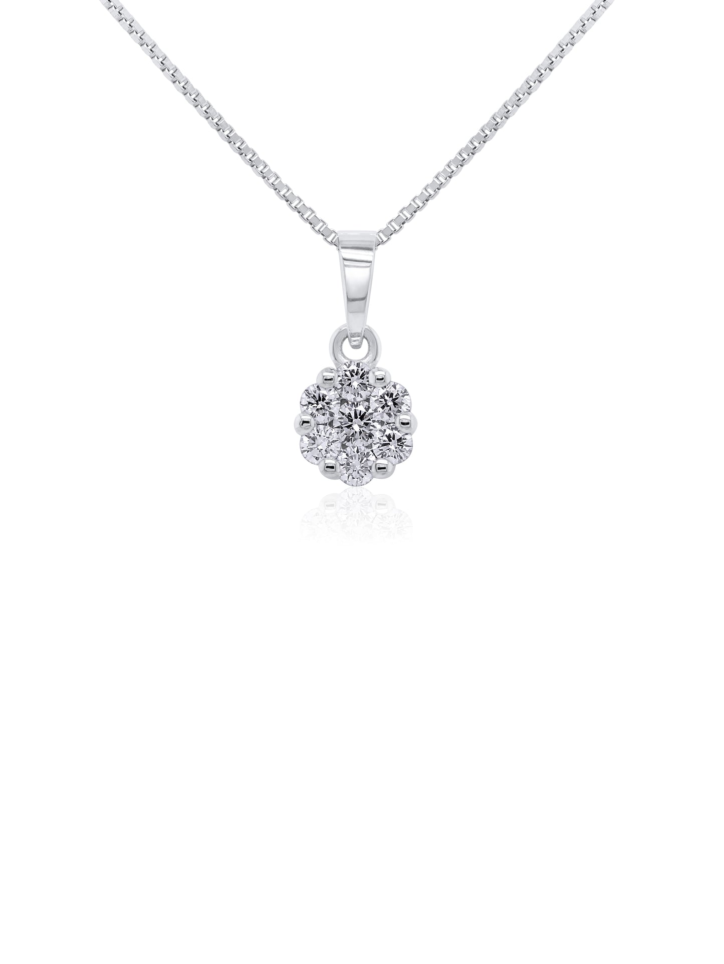 Diamond Cluster Pendant, 9k White Gold