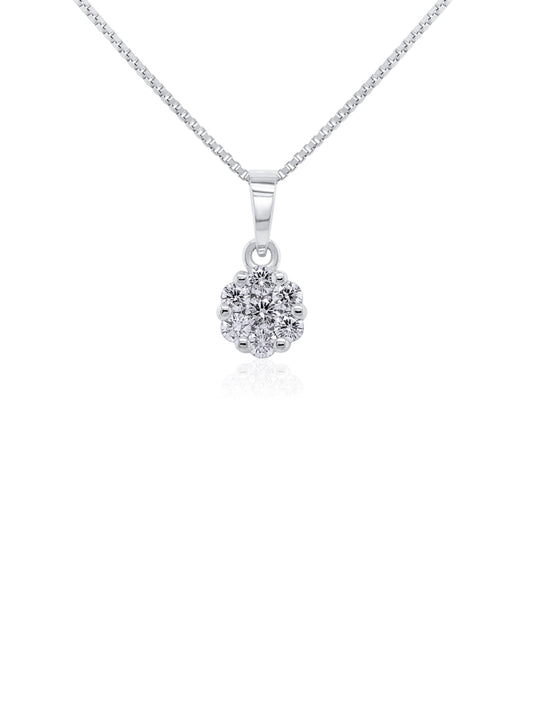 Diamond Cluster Pendant, 9k White Gold