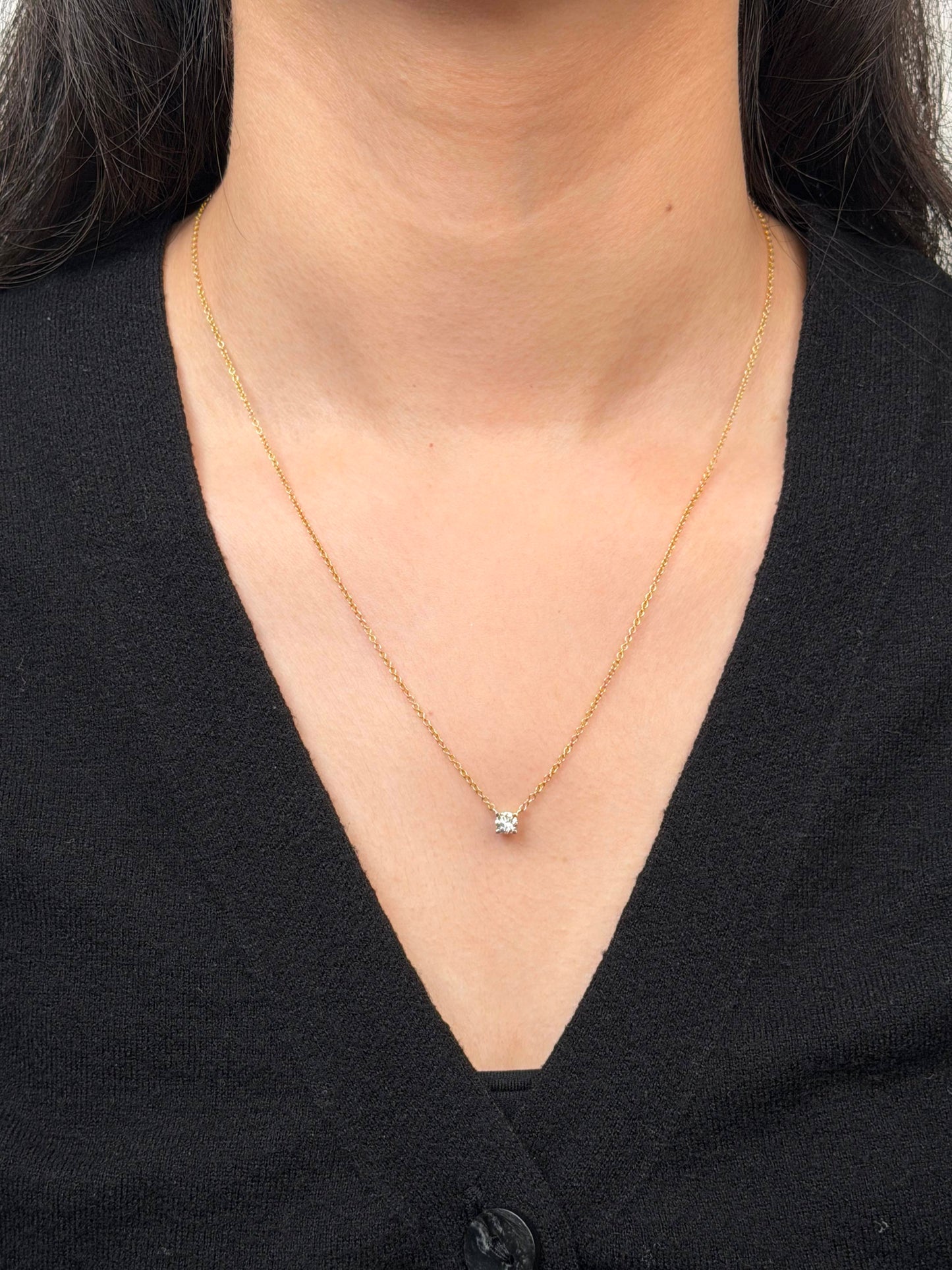 Lab Grown 0.30 Carat Diamond Set Pendant, 9 Carat Yellow Gold, 45cm