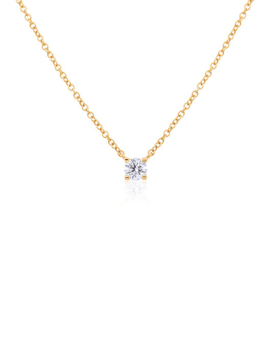 Lab Grown 0.30 Carat Diamond Set Pendant, 9 Carat Yellow Gold, 45cm