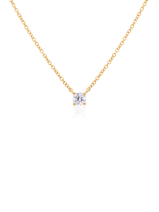 Lab Grown 0.30 Carat Diamond Set Pendant, 9 Carat Yellow Gold, 45cm