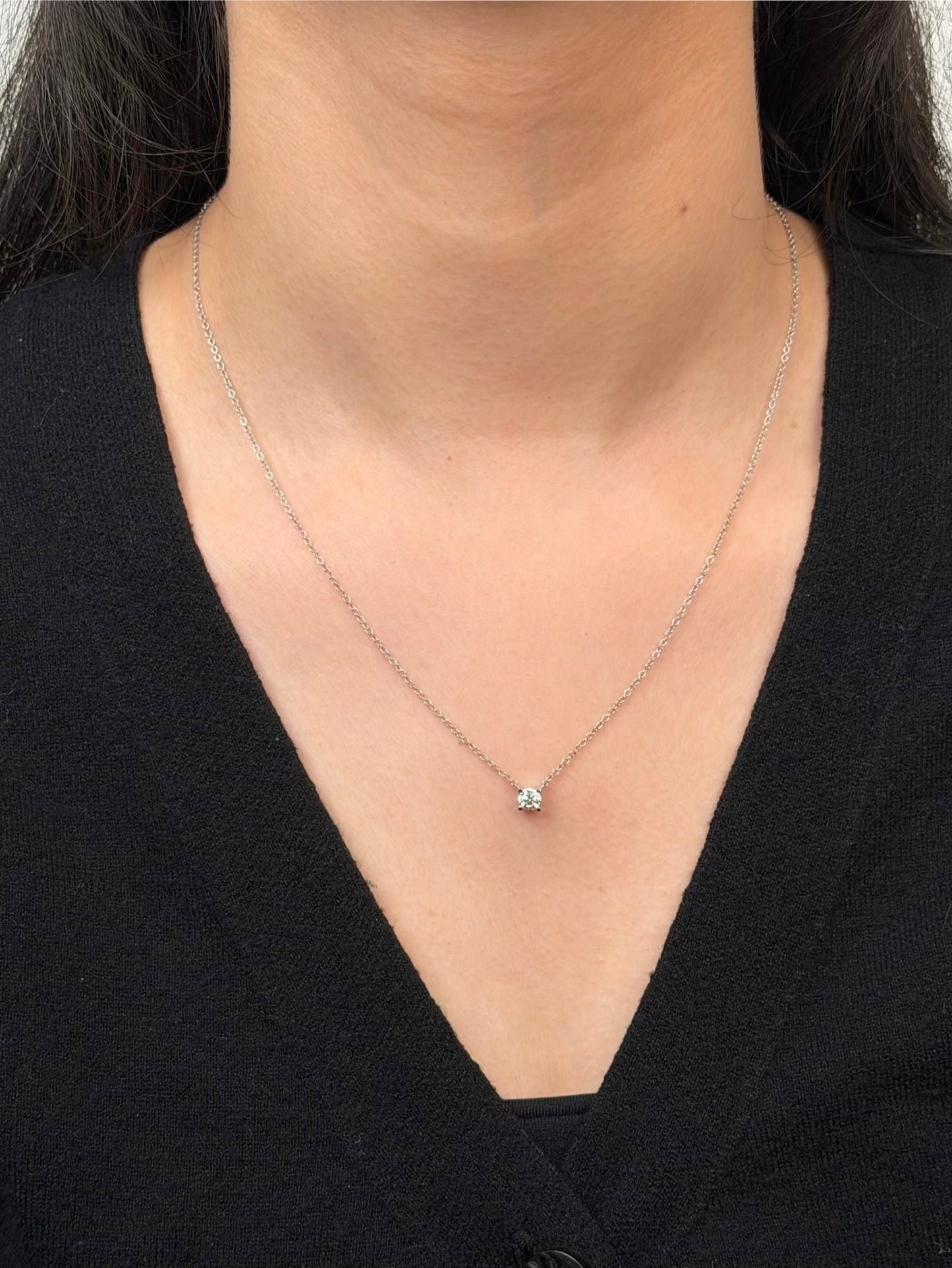 Classic Lab Grown Diamond Set Pendant, 0.30ct, 9K White Gold, 45cm