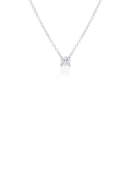 Classic Lab Grown Diamond Set Pendant, 0.30ct, 9K White Gold, 45cm