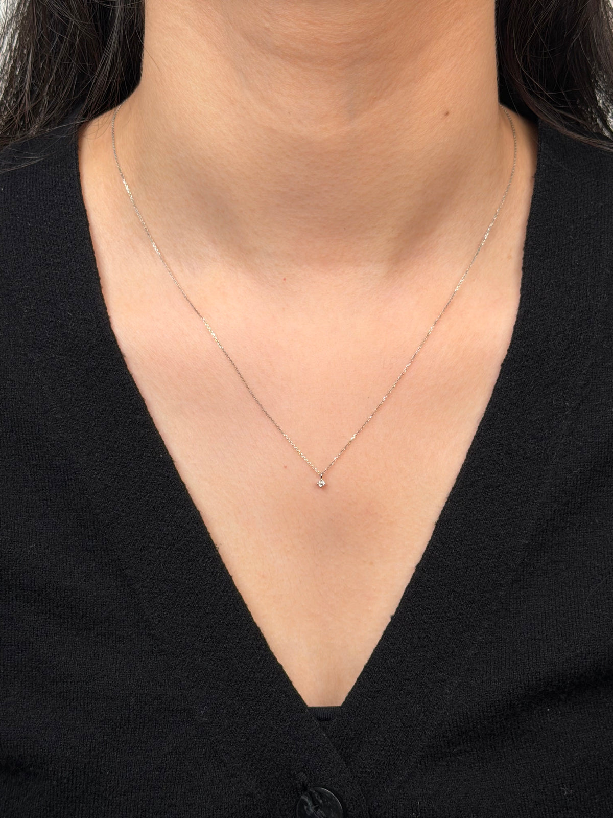 0.03 Carat Round Diamond Claw Set Pendant in 9 Carat White Gold