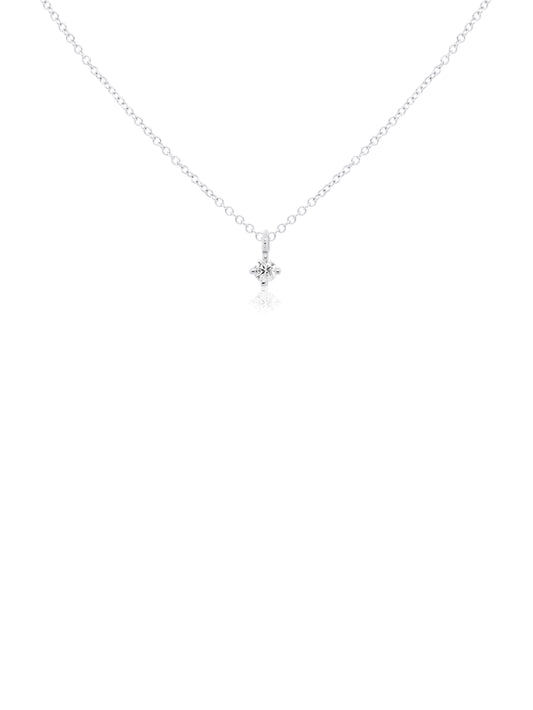 0.03 Carat Round Diamond Claw Set Pendant in 9 Carat White Gold