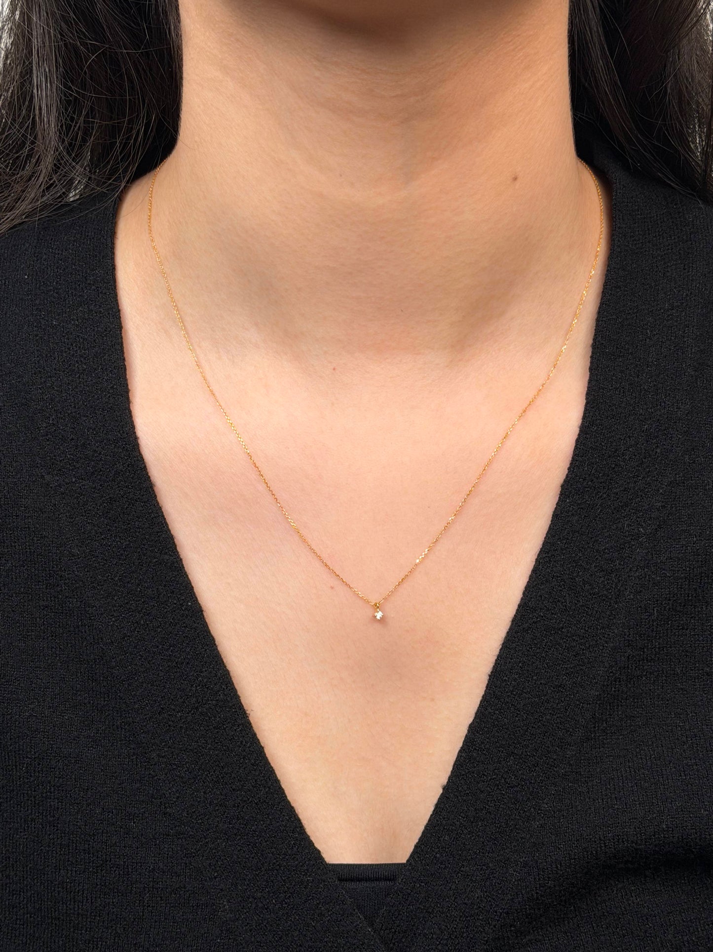 0.03 Carat Round Diamond Claw Set Pendant in 9 Carat Yellow Gold