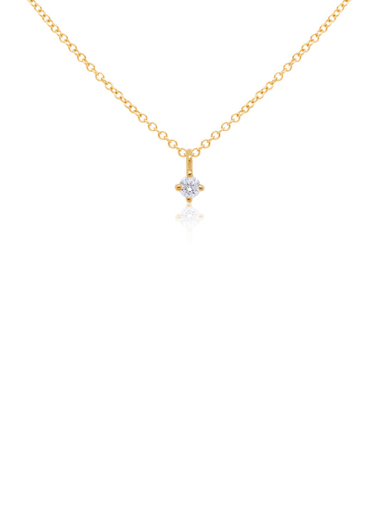 0.03 Carat Round Diamond Claw Set Pendant in 9 Carat Yellow Gold