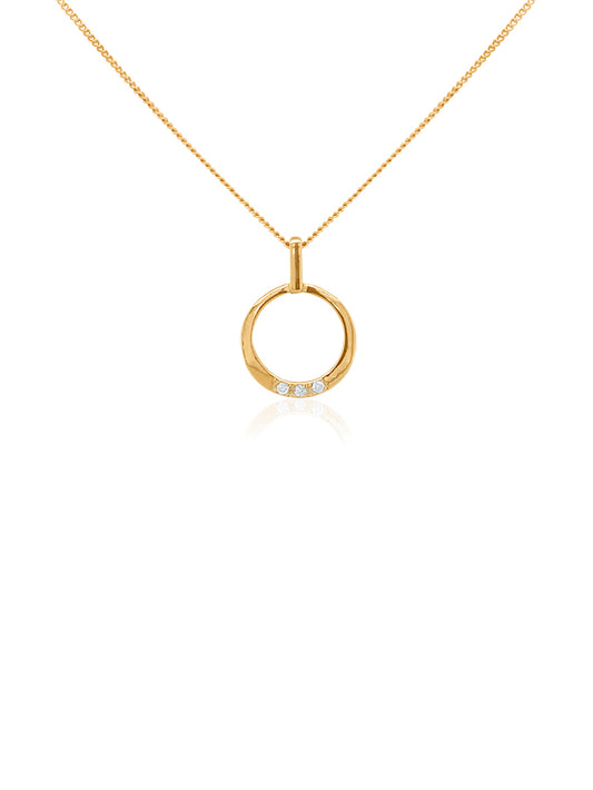 Diamond Circle Drop Necklet, 9K Rose Gold, 46cm