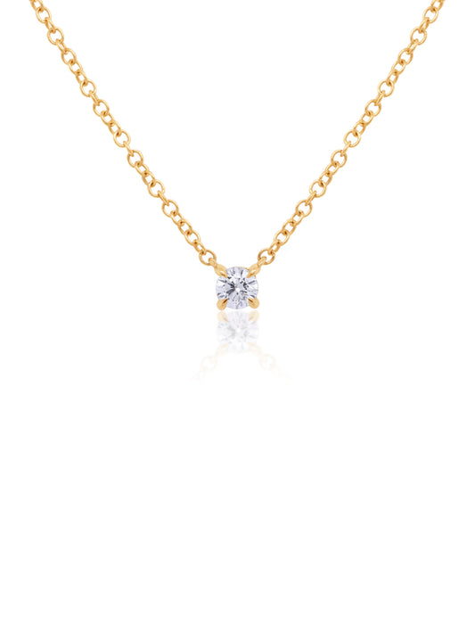 Solitaire Diamond Set Pendant T=0.15ct, 9 Carat Yellow Gold