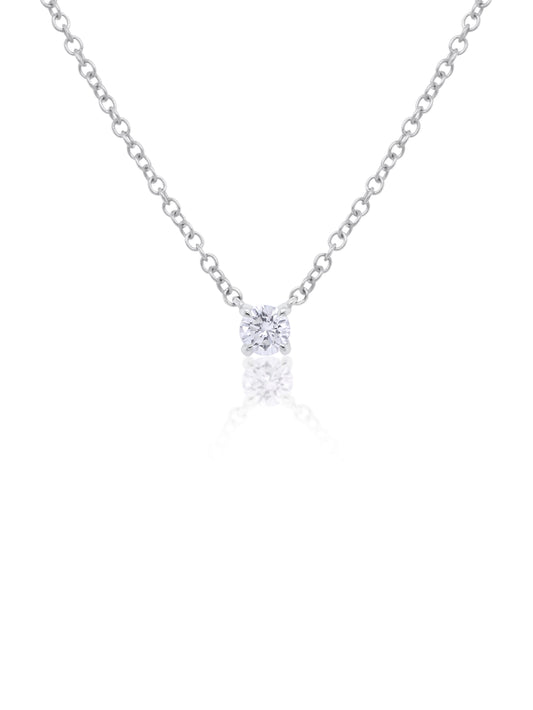 Solitaire Diamond Set Pendant T=0.15ct, 9 Carat White Gold