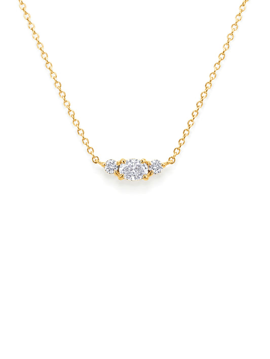 Lab Grown Oval Diamond Pendant T=0.36ct, 9K Yellow Gold