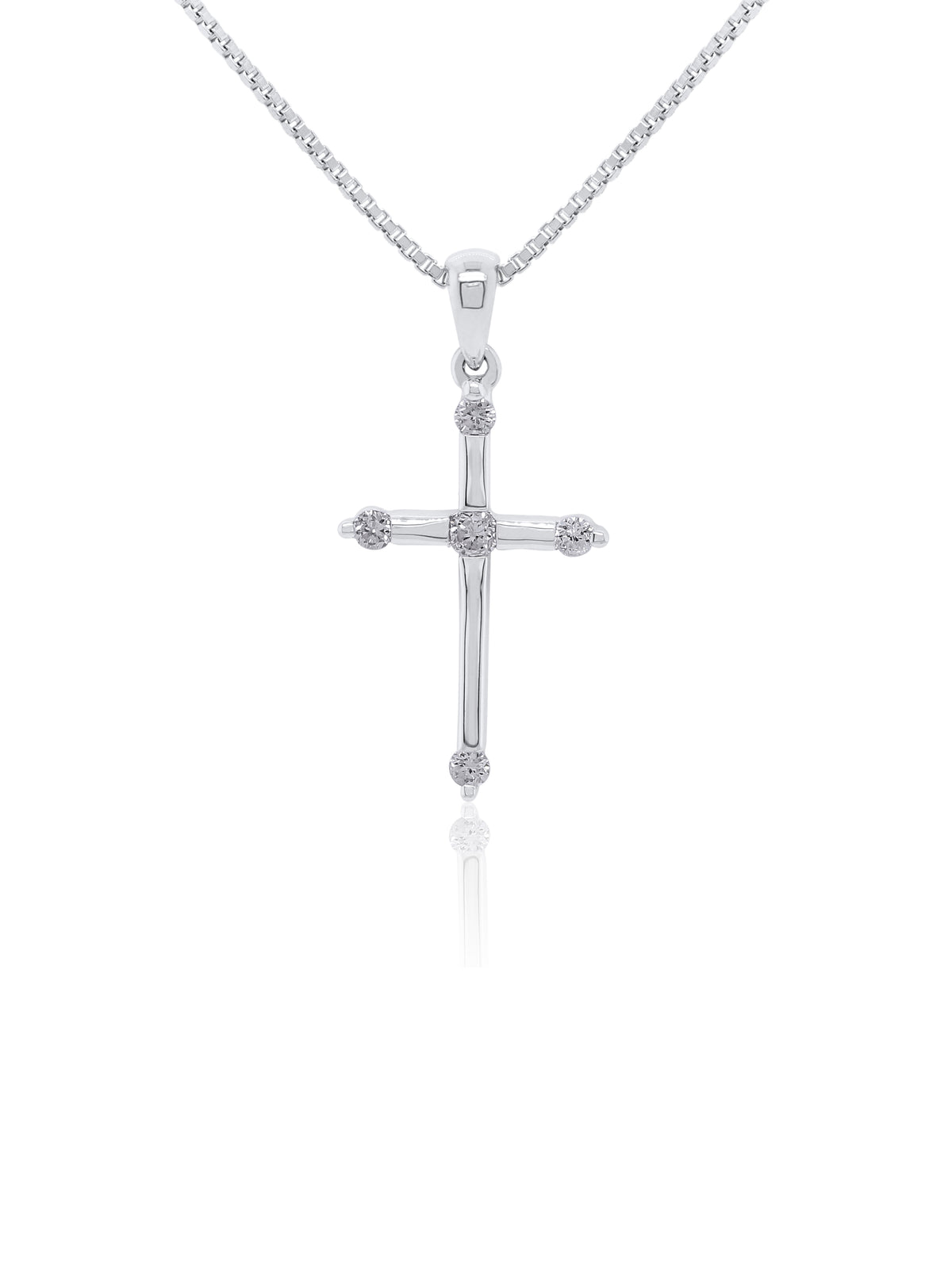 Diamond Set Cross Pendant in 9 Carat White Gold, T=0.20ct.
