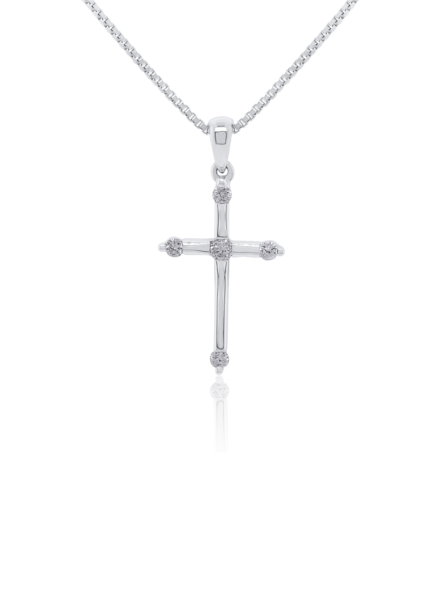 Diamond Set Cross Pendant in 9 Carat White Gold, T=0.20ct.