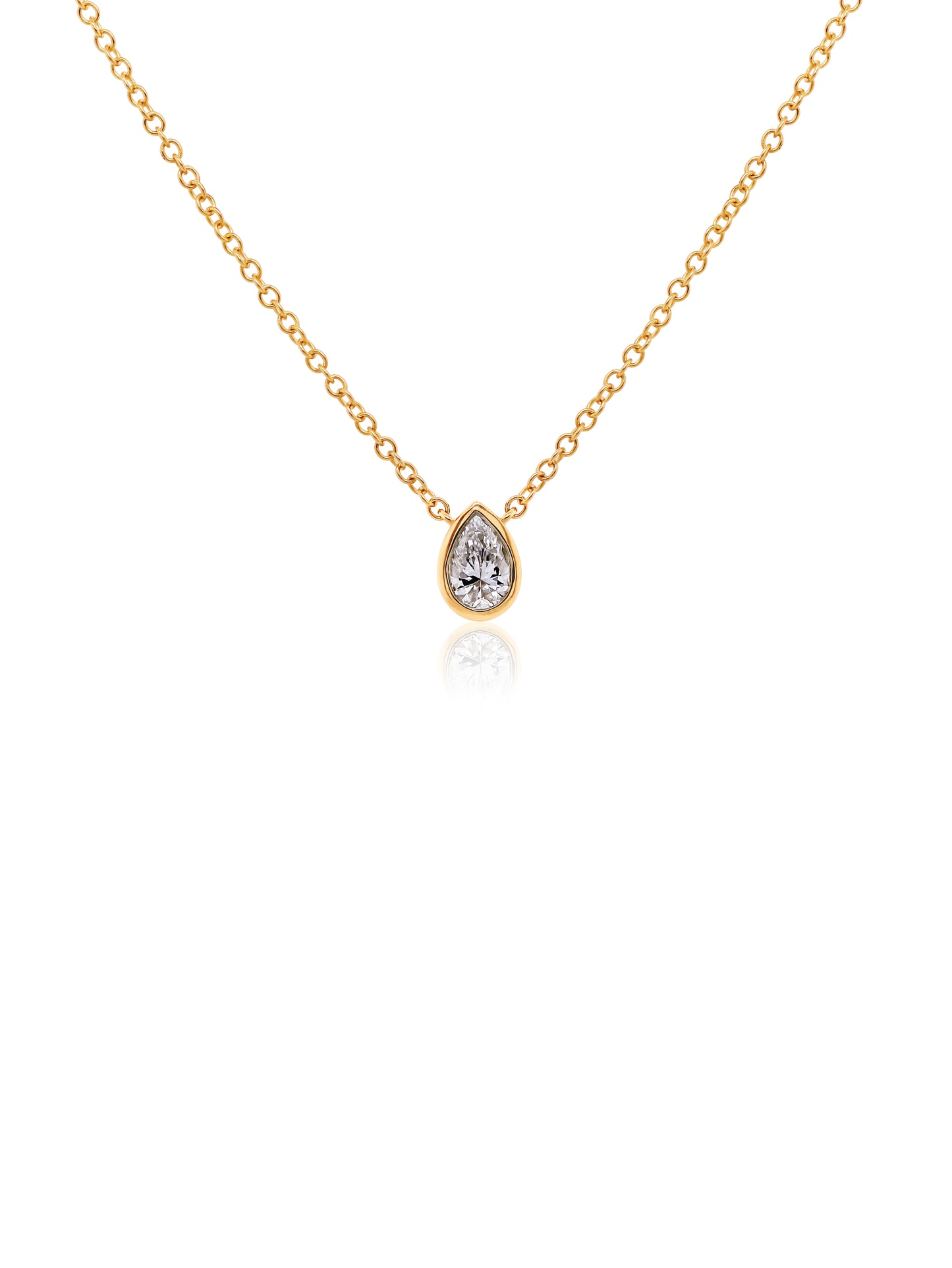 Lab Grown Pear Diamond Pendant T=0.30ct, 9K Yellow Gold