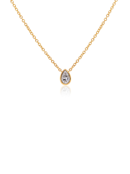 Lab Grown Pear Diamond Pendant T=0.30ct, 9K Yellow Gold