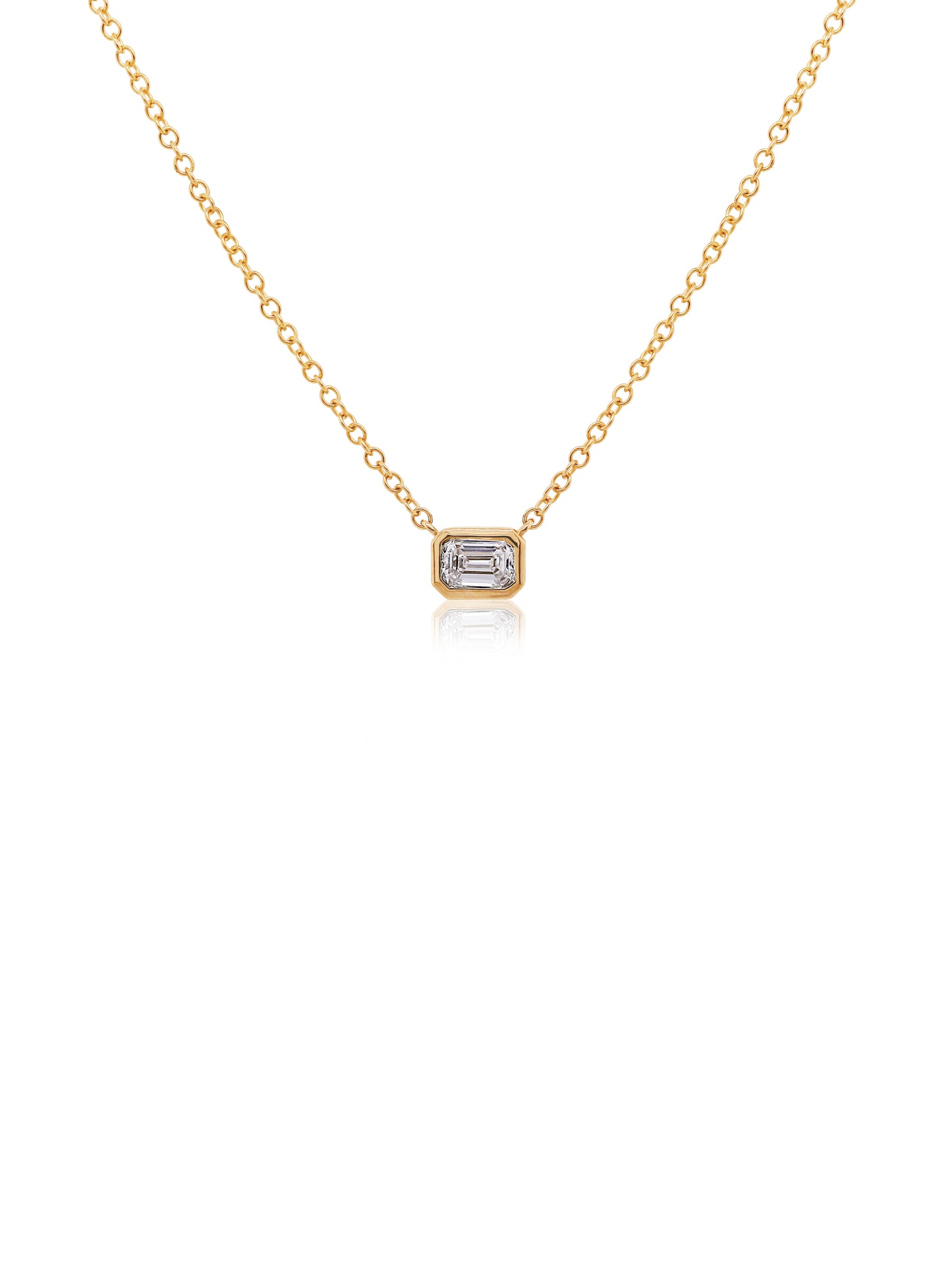 Lab Grown Emerald Cut Diamond Pendant T=0.30ct, 9K Yellow Gold