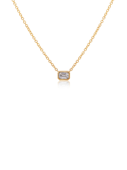 Lab Grown Emerald Cut Diamond Pendant T=0.30ct, 9K Yellow Gold