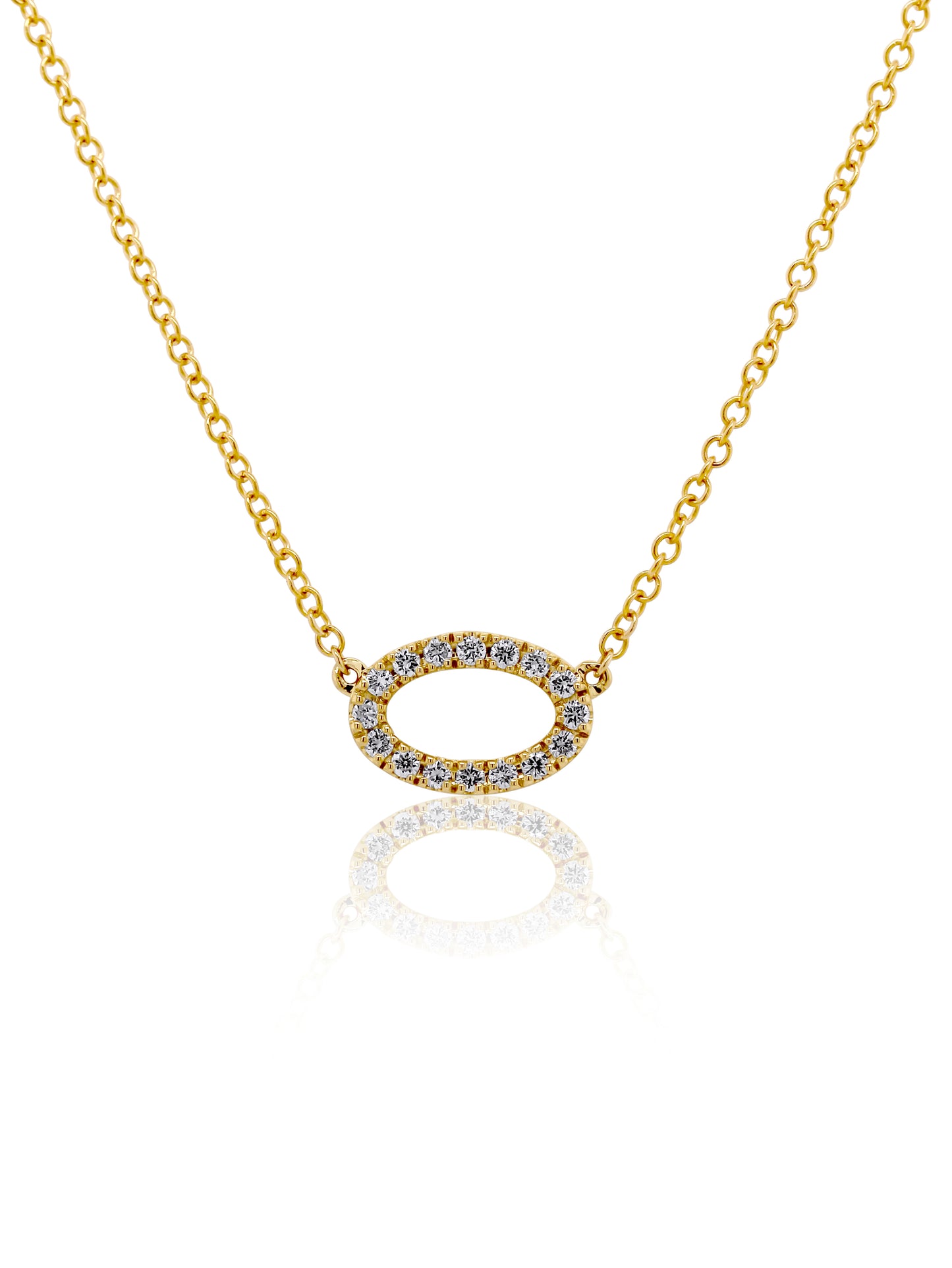 Lab Grown Diamond Set Oval Pendant, 9K Yellow Gold