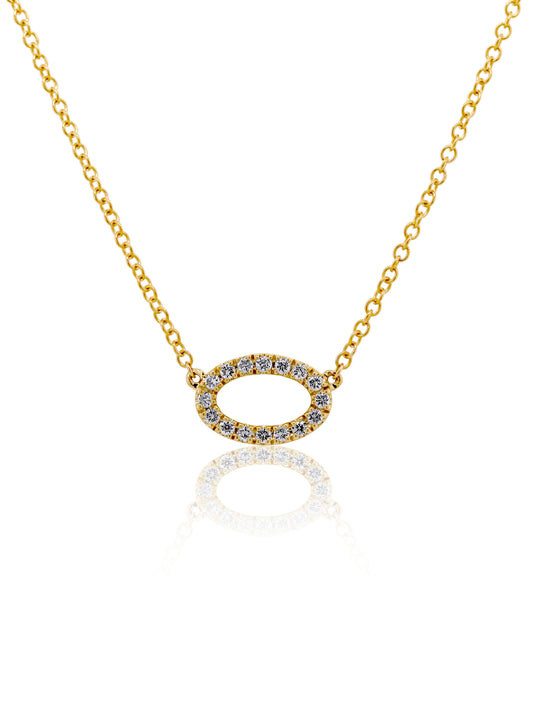 Lab Grown Diamond Set Oval Pendant, 9K Yellow Gold