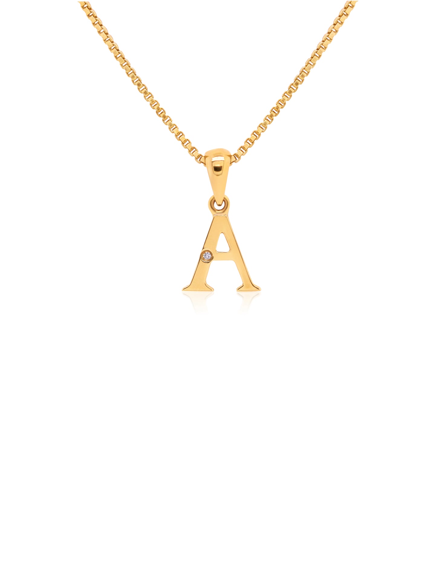 Diamond Set Initial Pendant, 9K Yellow Gold, 45cm Plated Chain