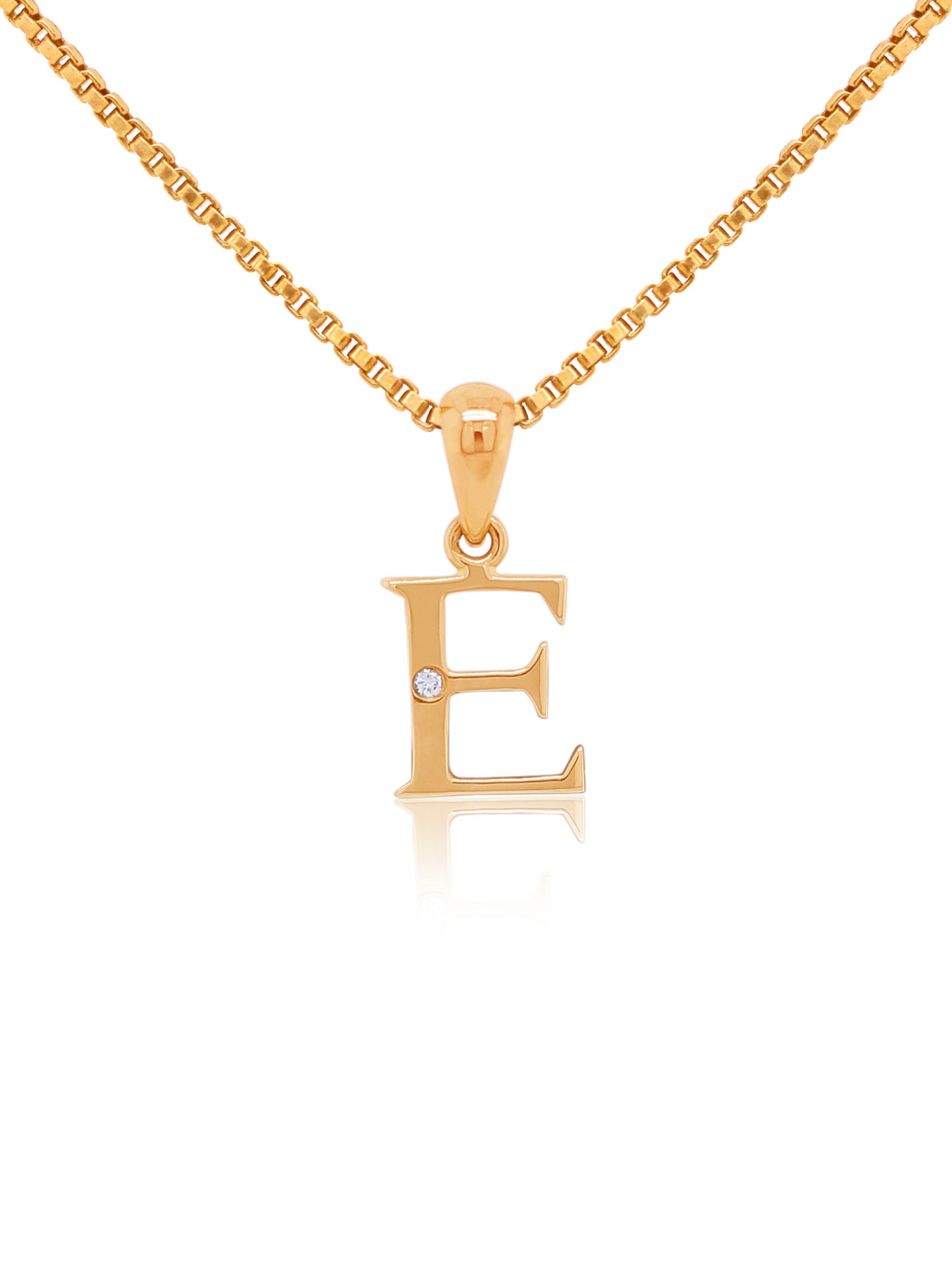 Diamond Set Initial Pendant, 9K Yellow Gold, 45cm Plated Chain