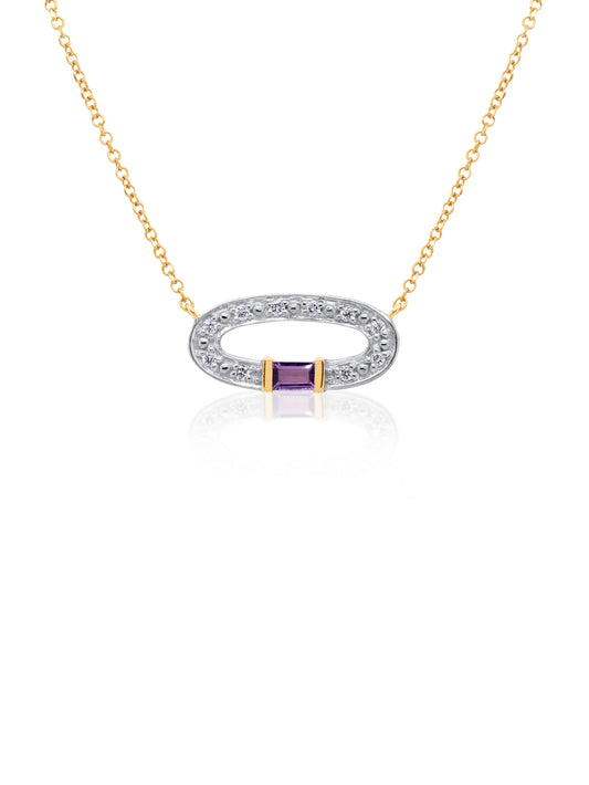 Amethyst & Diamond Pendant, 9K Yellow Gold