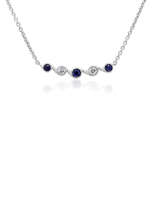 Sapphire and Diamond Set Necklet in 18 Carat White Gold