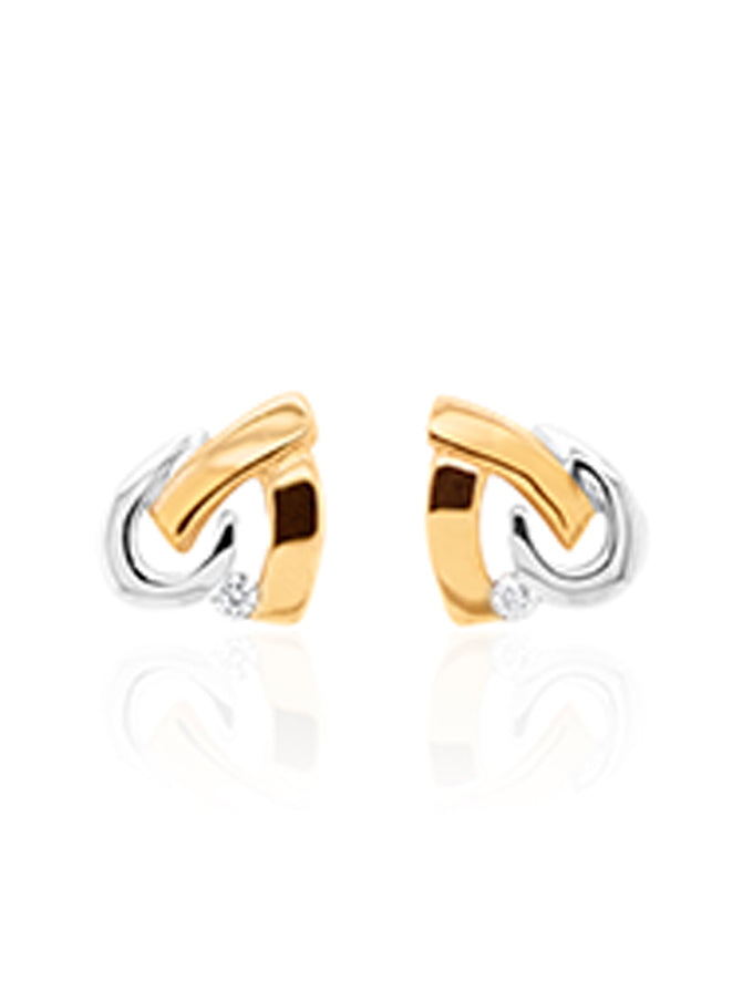 Diamonds T=0.03ct GSI, 9K Two Tone, Stud E/Rings.