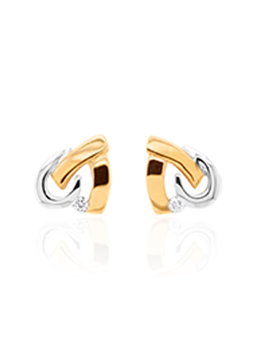Diamonds T=0.03ct GSI, 9K Two Tone, Stud E/Rings.