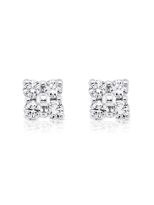 Lab Grown Diamond Stud Earrings, 9K White Gold, Total Diamonds 0.14ct.