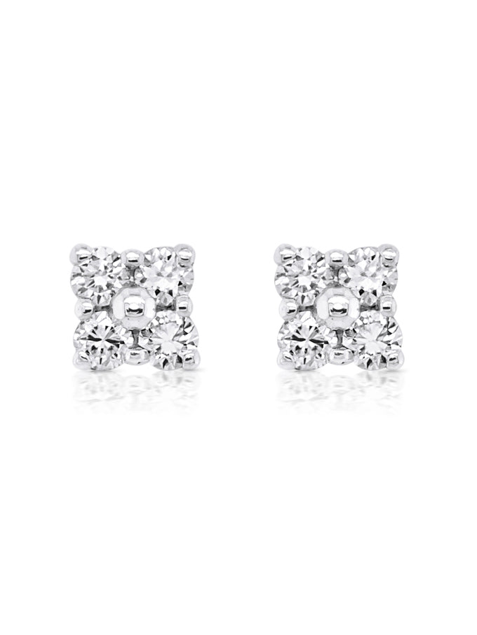 Lab Grown Diamond Stud Earrings, 9K White Gold, Total Diamonds 0.14ct.