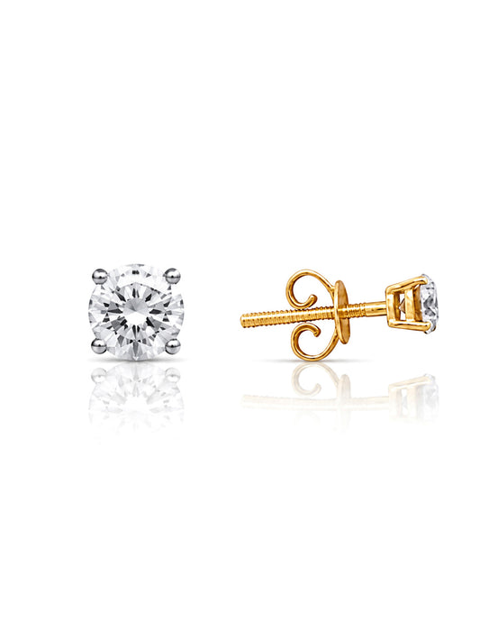 Lab Grown 0.60 Carat Diamond Stud Earrings in 18 Carat Yellow Gold