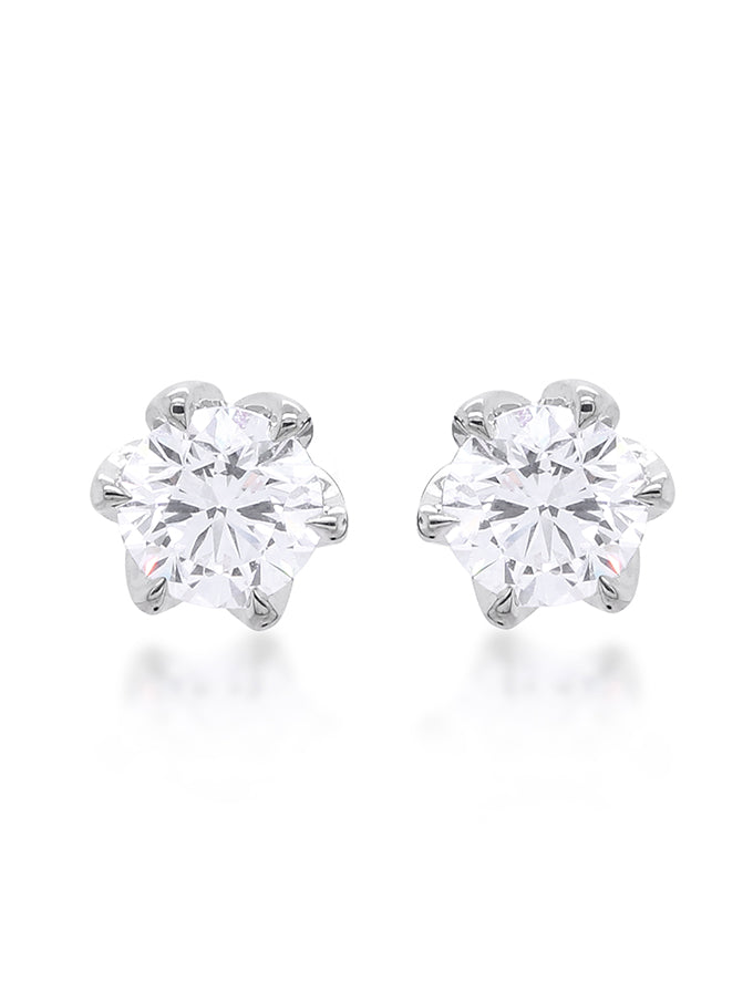 Lab Grown Diamond Stud Earrings, T=2.00ct, DEFVS 18K White Gold 6 claw