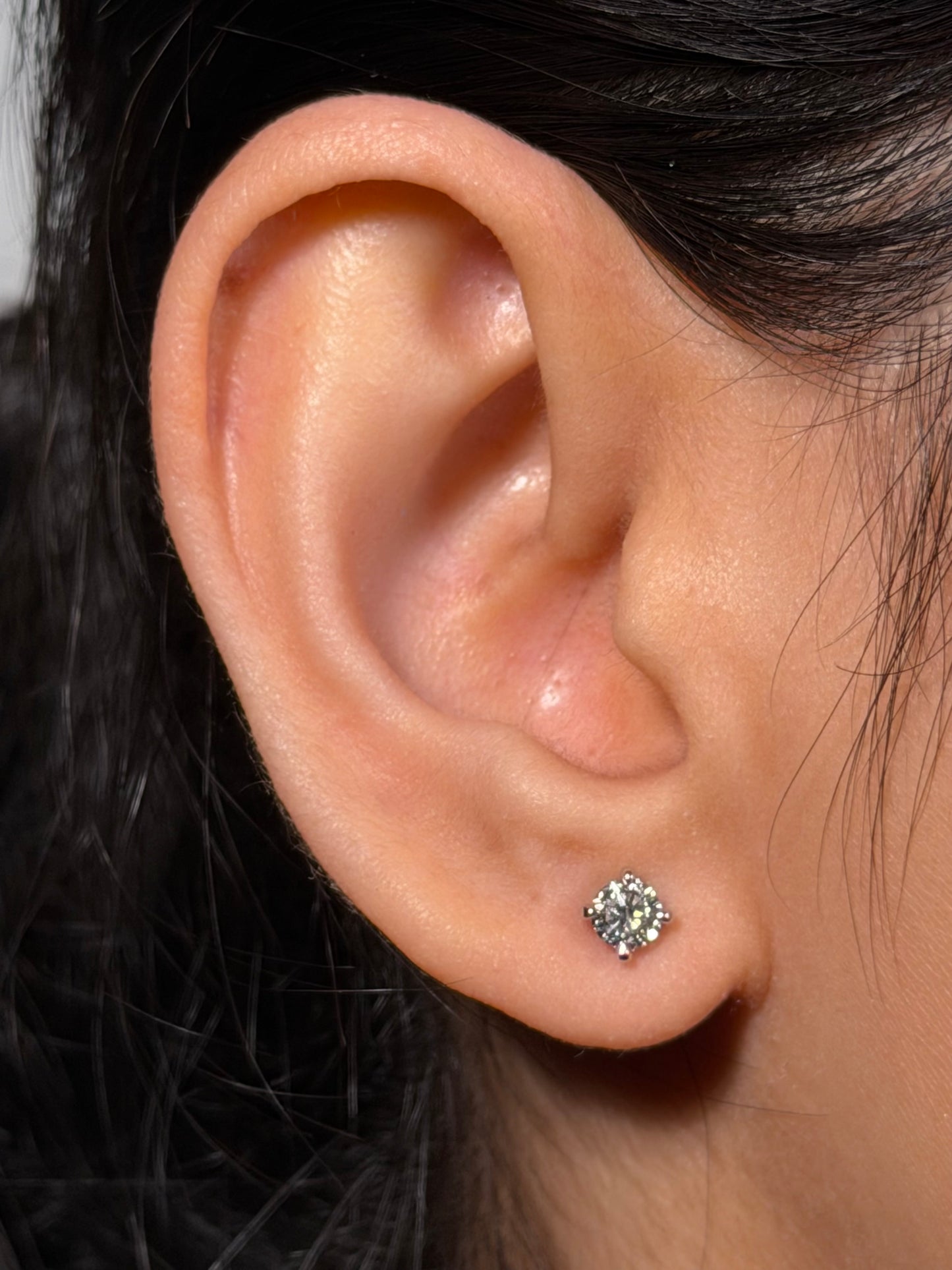 Lab Grown Diamond Stud Earrings, T=0.50ct 9K White Gold