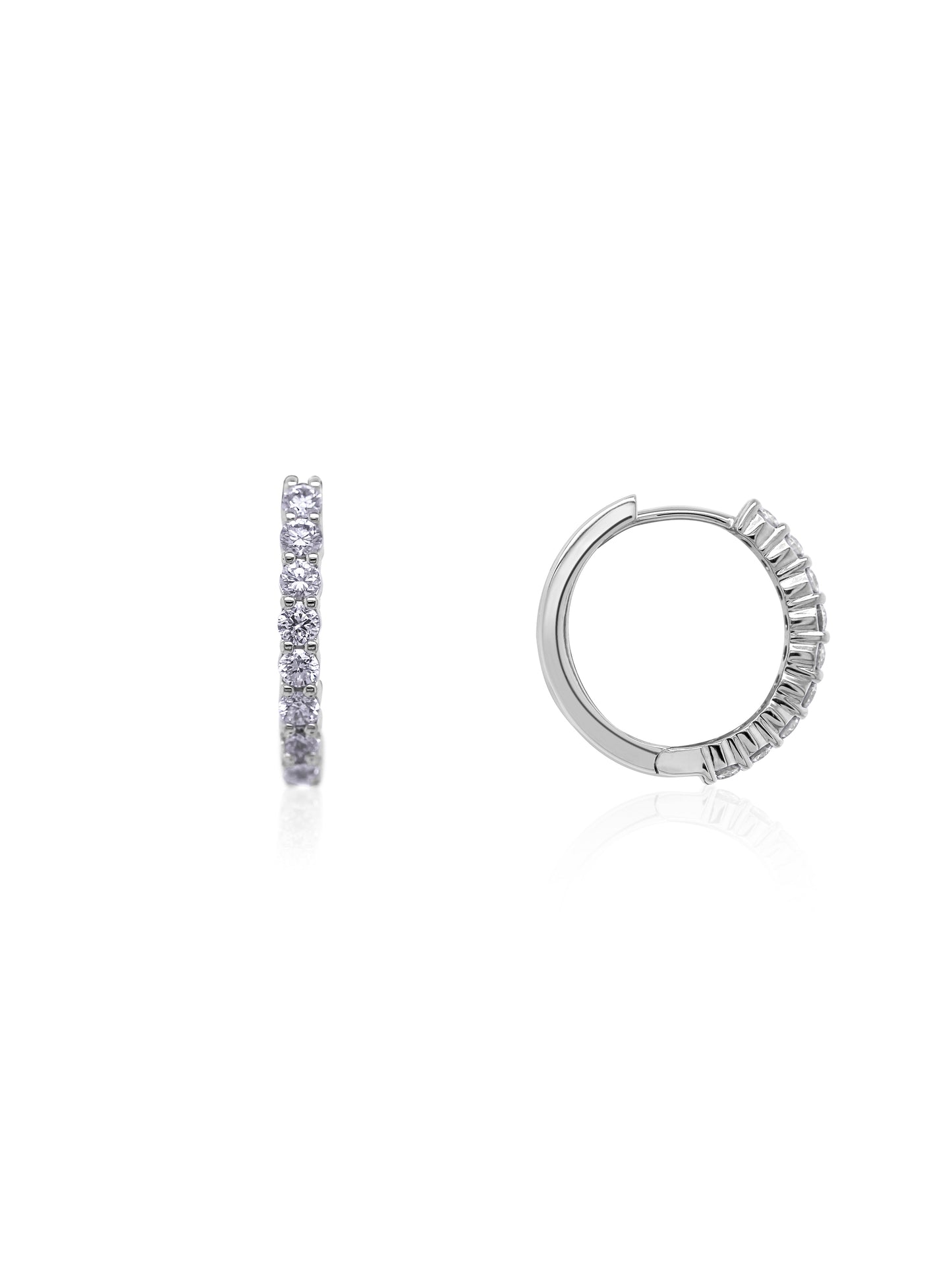 Lab Grown Diamond Huggie Earrings 18=0.53ct Claw Set 9K WG
