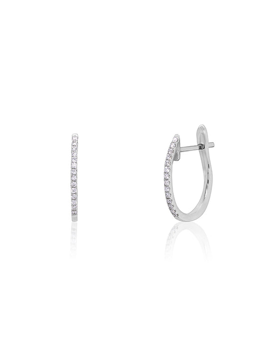 Diamond Set Huggie earrings in 18 Carat White Gold, T=0.09 carat