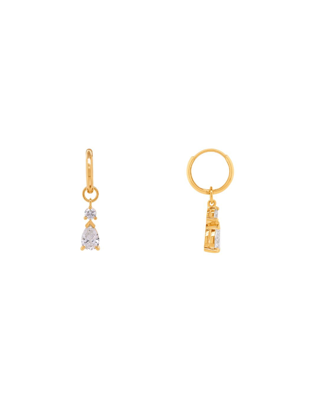 Lab Grown Pear Cut Diamond Drop Earrings T=1.20ct 9K Yellow Gold.