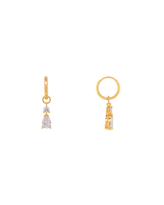 Lab Grown Pear Cut Diamond Drop Earrings T=1.20ct 9K Yellow Gold.