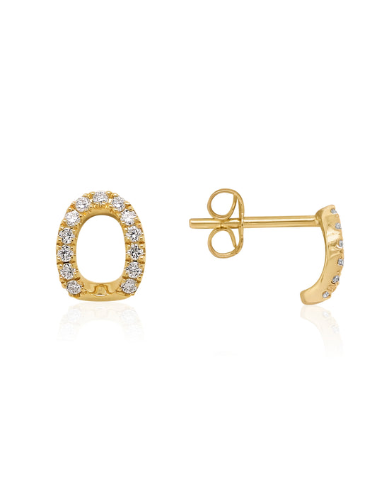 Lab Grown Diamond Oval Stud Earrings, 9K Yellow Gold.