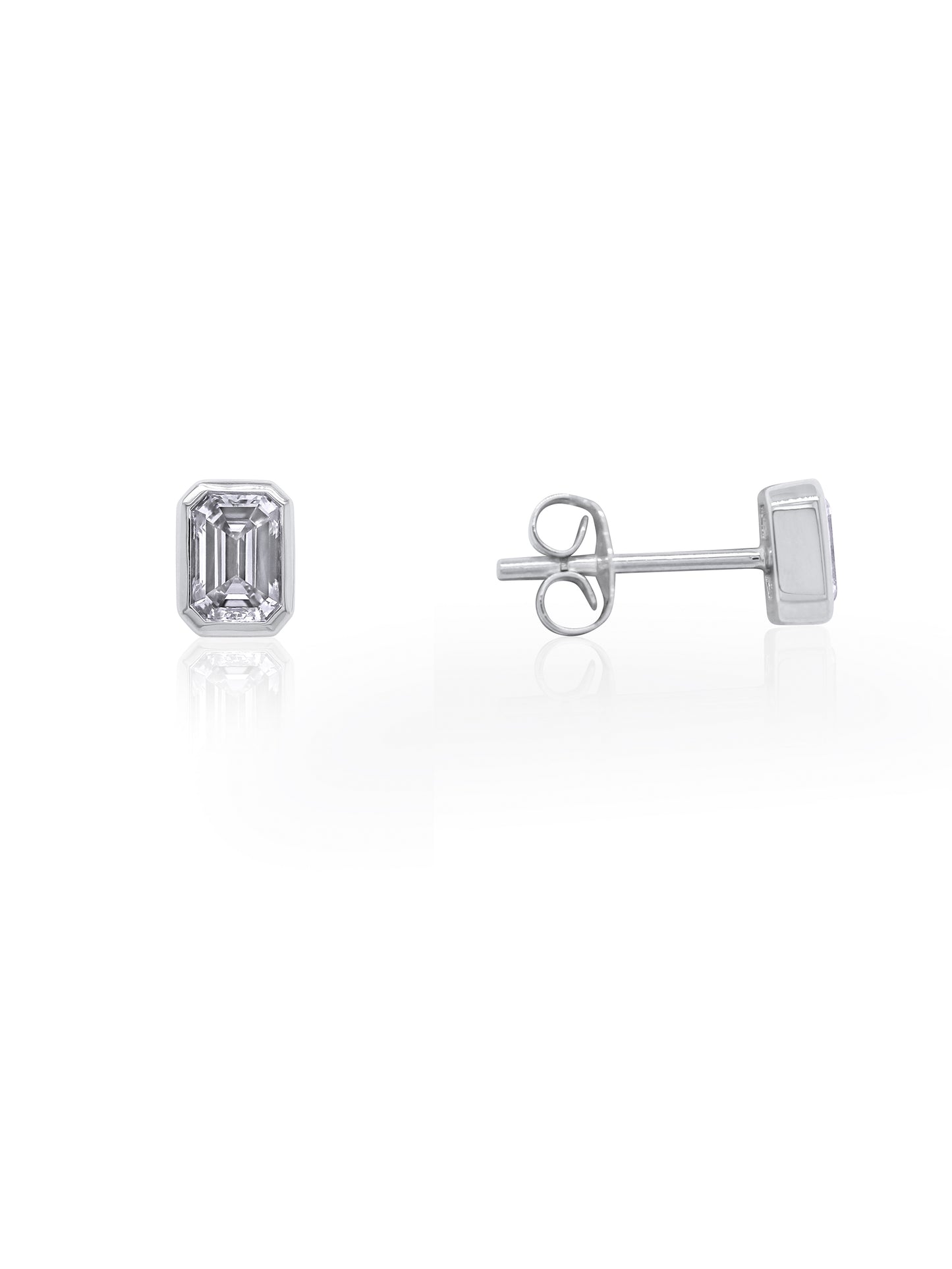 Lab Grown Emerald Cut Diamond Stud Earrings, 2x0.34ct 9K White Gold.