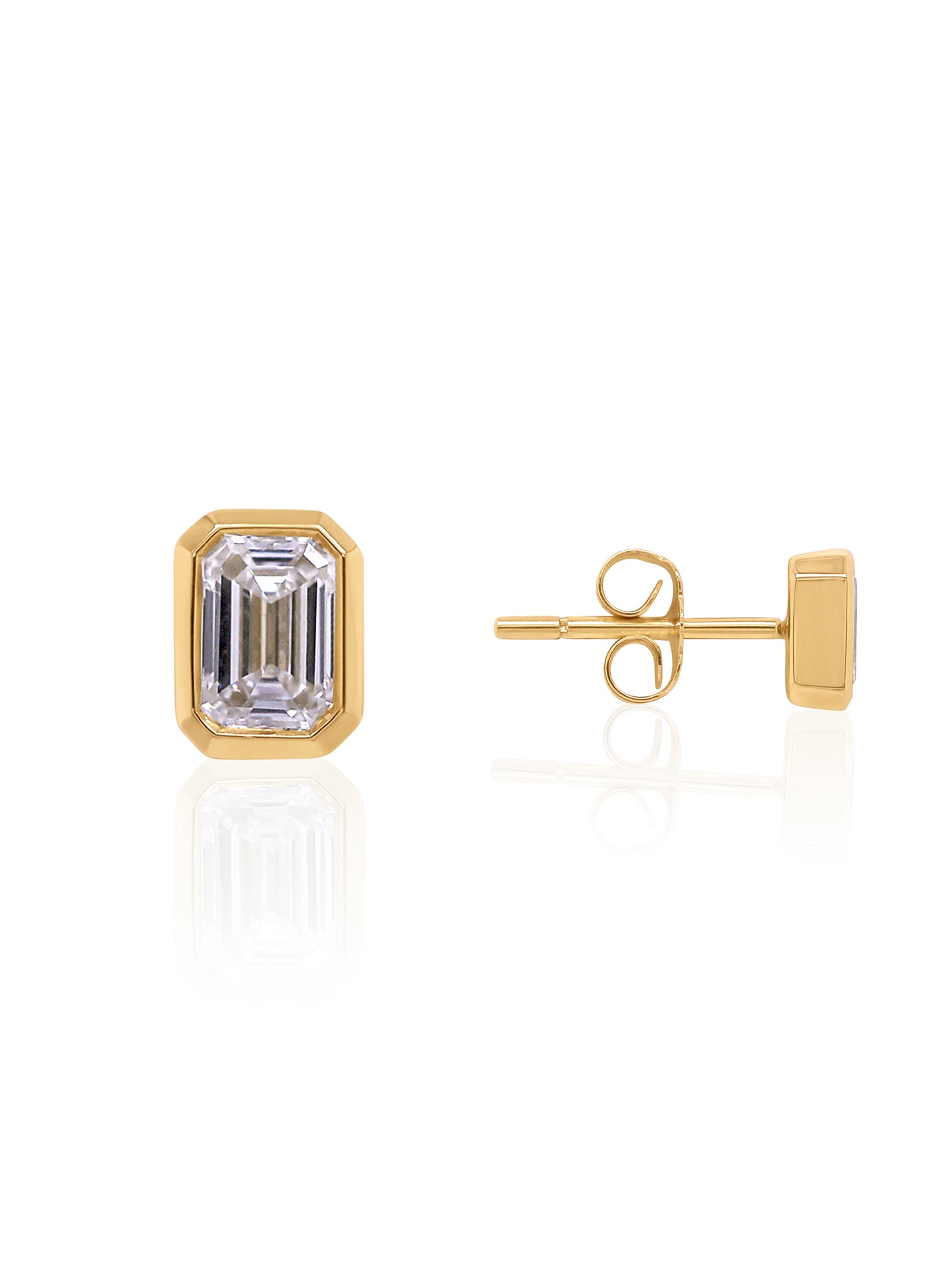Lab Grown Diamonds Emerald Cut Stud Earrings, 2x0.34ct 9K Yellow Gold.