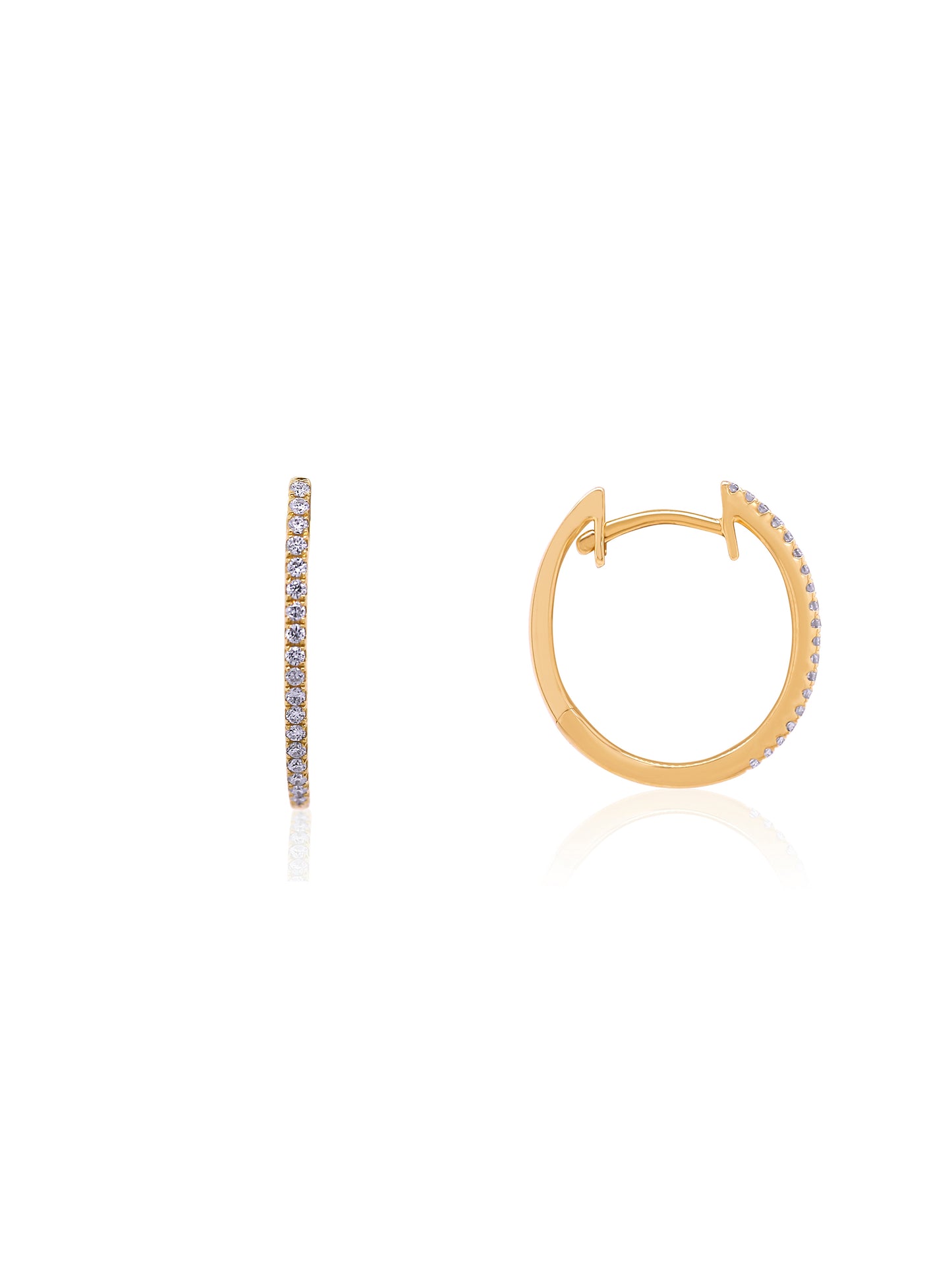 Diamond Set Huggie Earrings in 18 Carat Yellow Gold