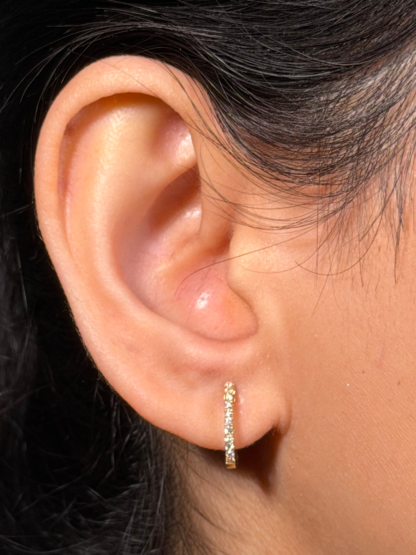 Diamond Set Huggie Earrings in 18 Carat Yellow Gold