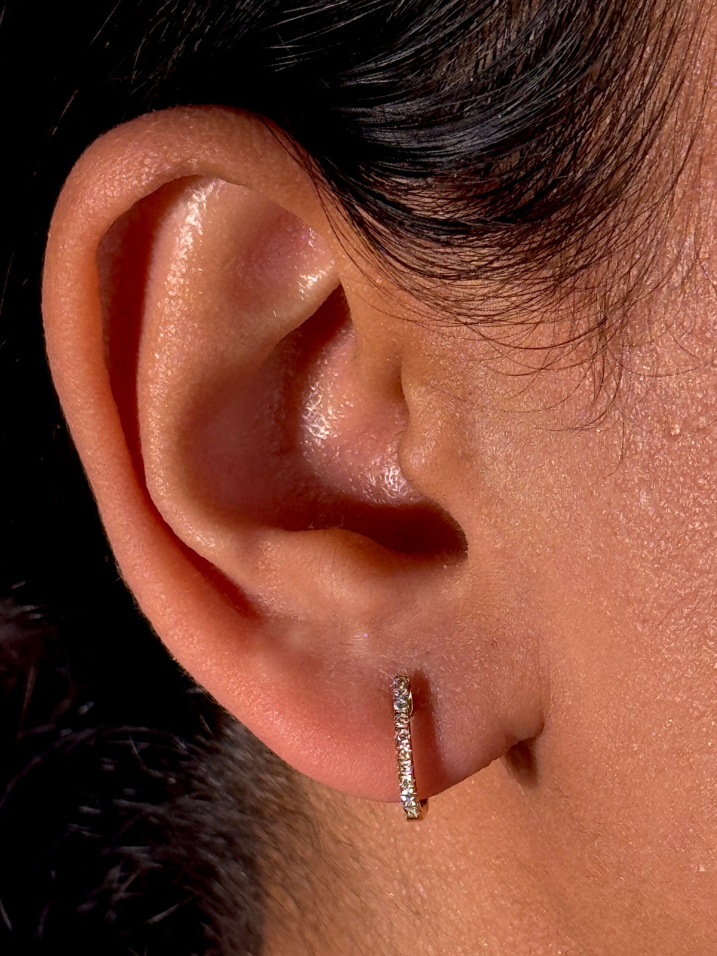 Diamond Set Huggie Earrings in 18 Carat Yellow Gold