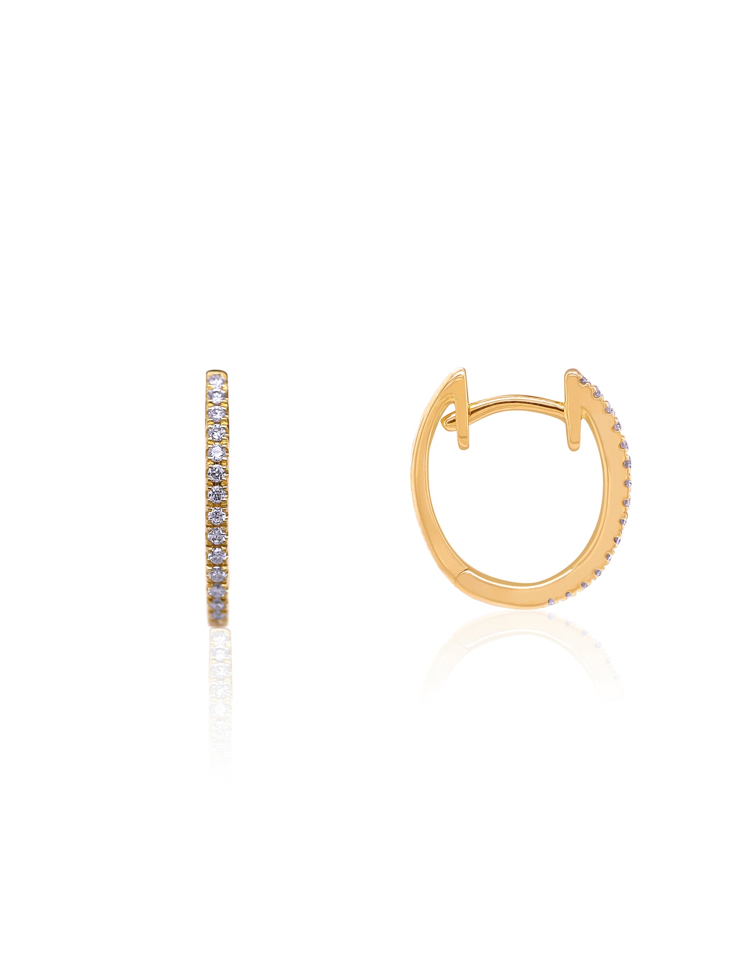 Diamond Set Huggie Earrings in 18 Carat Yellow Gold