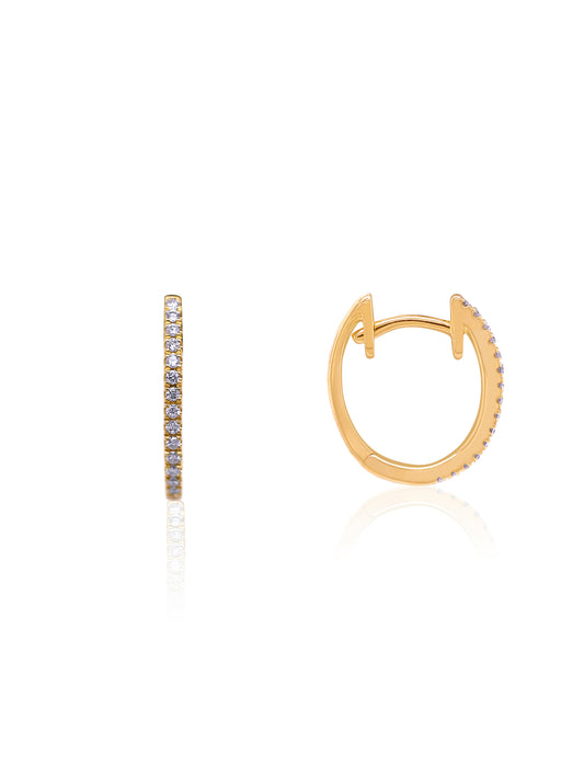 Diamond Set Huggie Earrings in 18 Carat Yellow Gold